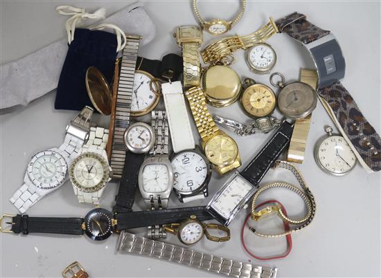 A group of silver and other watches.